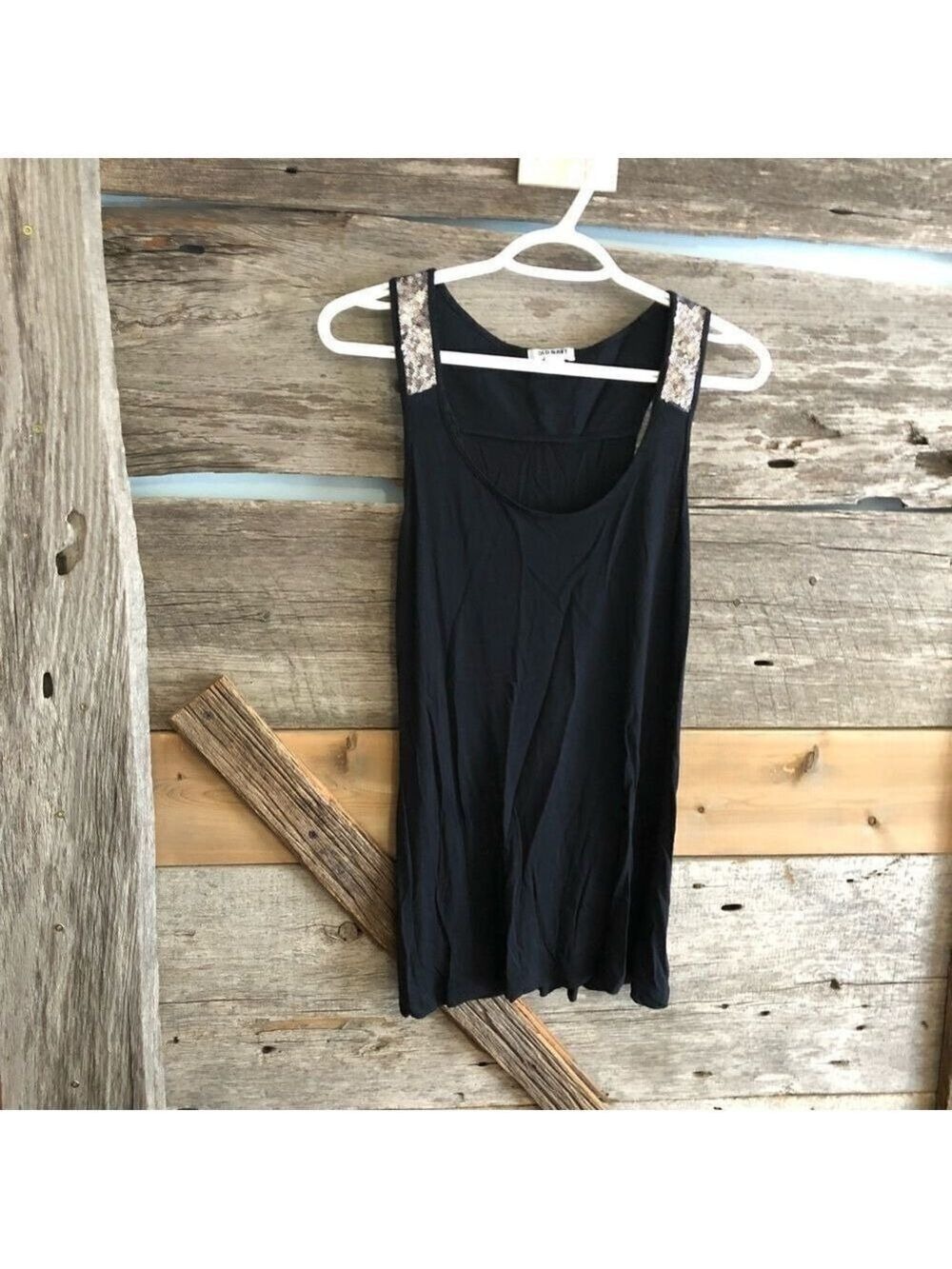 OLD Navy size Med Black tank top with silver sequin shoulders